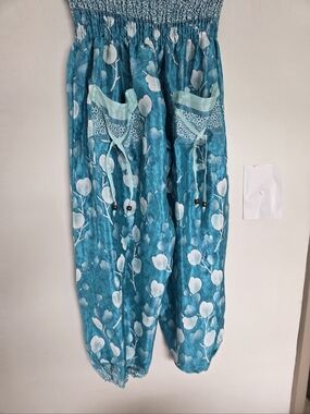 100% Silk Harem Pants Tourquise